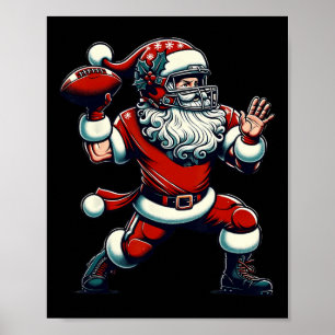 Santa Playing American Football Weihnachtsfrauen M Poster