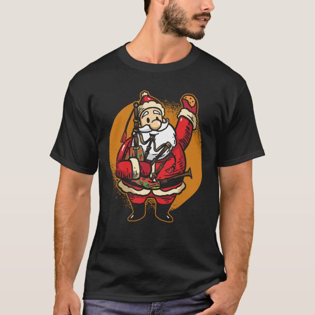 Santa Playing Bagpipes - Bagpipe Scottish Music T-Shirt (Vorderseite)