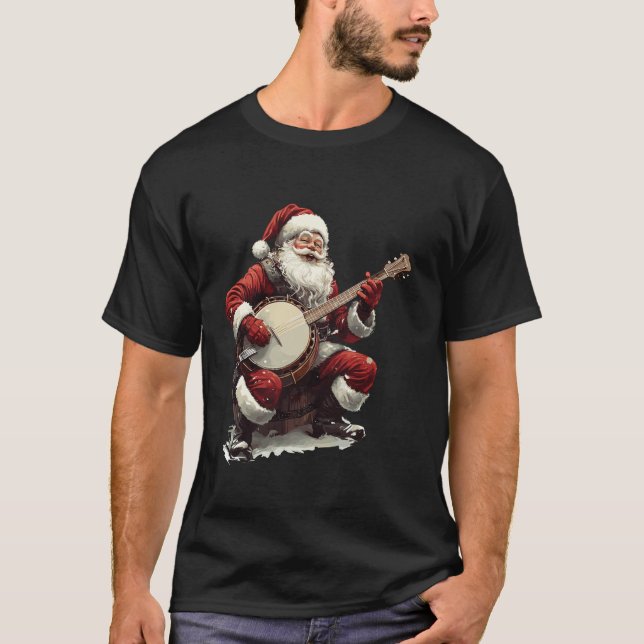 Santa Playing Banjo Funny Banjo Player Bluegrass X T-Shirt (Vorderseite)
