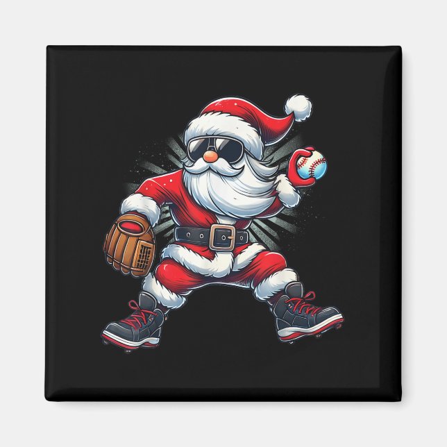 Santa Playing Baseball As Tcher Boys Kids Teens Ch Magnet (Vorne)