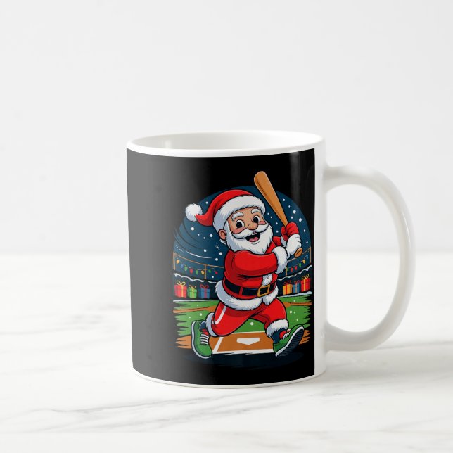 Santa Playing Baseball Funny Holiday Christmas Xma Kaffeetasse (Rechts)