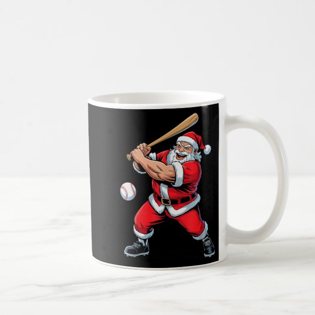 Santa Playing Baseball Funny Holiday Christmas Xma Kaffeetasse (Rechts)