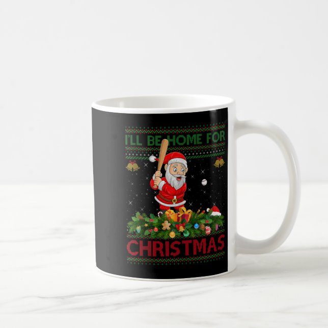 Santa Playing Baseball Ugly Xmas Sweater Style Chr Kaffeetasse (Rechts)