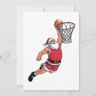 Santa Playing Basketball Weihnachten Sport Liebhab Einladung