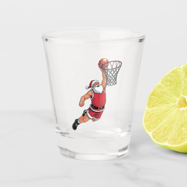 Santa Playing Basketball Weihnachten Sport Liebhab Schnapsglas (Vorderseite)
