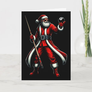 Santa Playing Billiards Männer Jungs Weihnachtsbil Karte