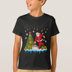 Santa Playing Bowling Weihnachtsbaum Funny Player T-Shirt