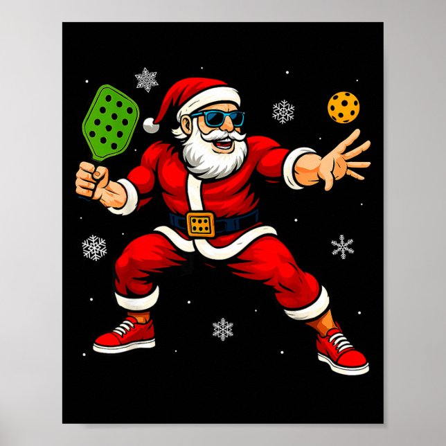 Santa Playing Ckleball Xmas Funny Christmas Ckleba Poster (Vorne)