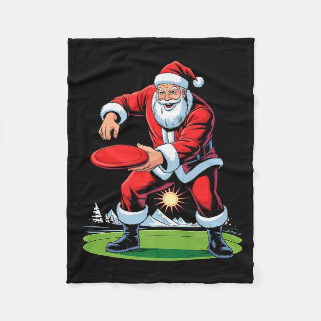 Santa Playing Disc Golf Funny Holiday Christmas Xm Fleecedecke (Vorderseite)