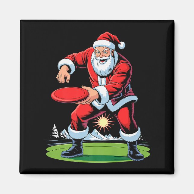 Santa Playing Disc Golf Funny Holiday Christmas Xm Magnet (Vorne)