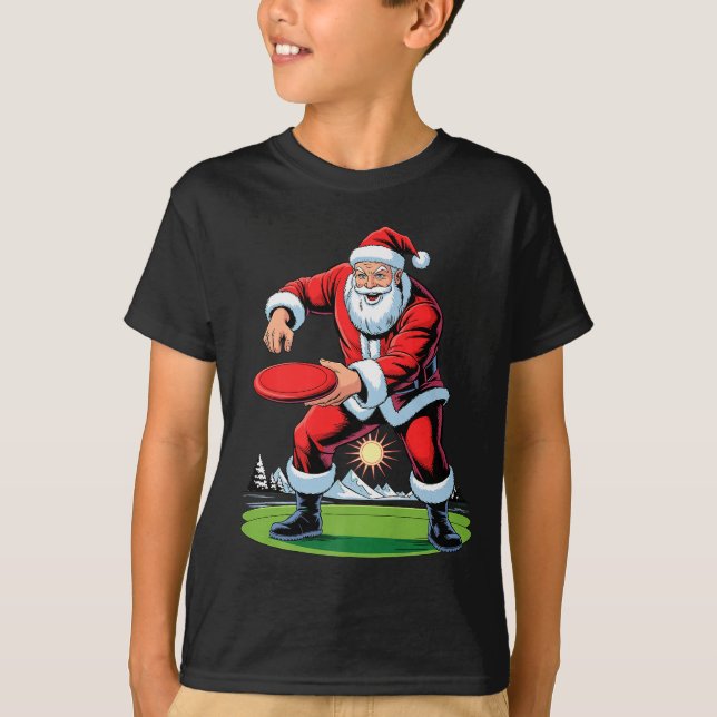 Santa Playing Disc Golf Funny Holiday Christmas Xm T-Shirt (Vorderseite)