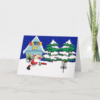 Santa Playing Disk Golf Feiertagskarte