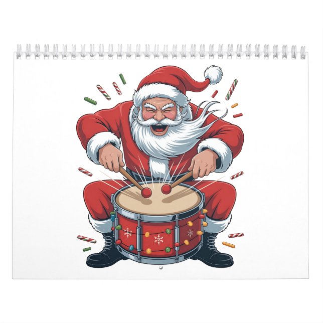 Santa Playing Drums Christmas Drummer Xmas  Kalender (Titelbild)
