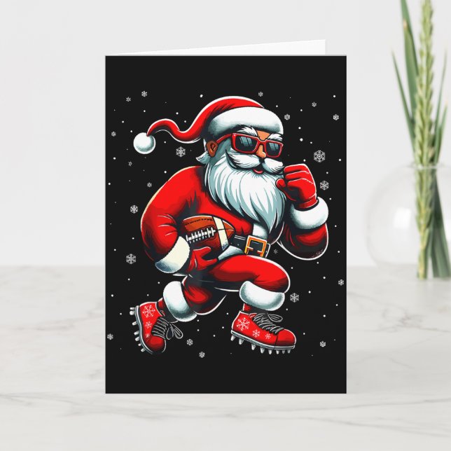 Santa Playing Football Men Boys Christmas Football Karte (Vorderseite)