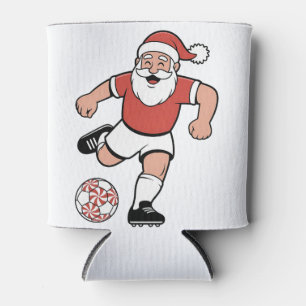Santa Playing Fußball Weihnachtsspielerin Sport Dosenkühler