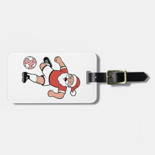 Santa Playing Fußball Weihnachtsspielerin Sport Gepäckanhänger
