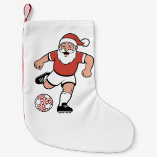 Santa Playing Fußball Weihnachtsspielerin Sport Kleiner Weihnachtsstrumpf