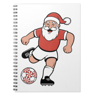 Santa Playing Fußball Weihnachtsspielerin Sport Notizblock