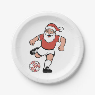Santa Playing Fußball Weihnachtsspielerin Sport Pappteller