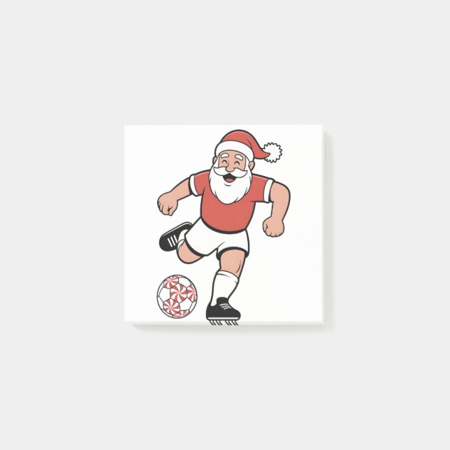 Santa Playing Fußball Weihnachtsspielerin Sport Post-it Klebezettel (Vorderseite)