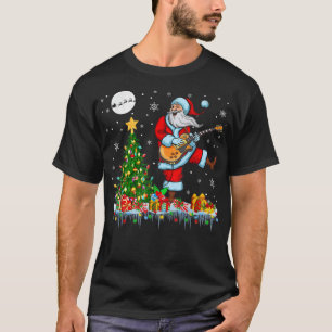 Santa Playing Gitarre Weihnachtsbaum Lights Guitar T-Shirt