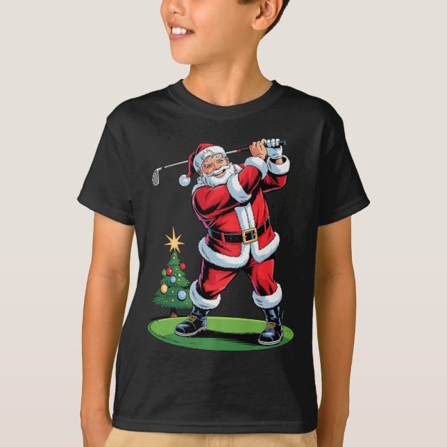 Santa Playing Golf Funny Holiday Christmas Xmas Pa T-Shirt (Vorderseite)