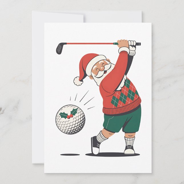 Santa Playing Golf Weihnachtsspieler Golfer Einladung (Vorderseite)