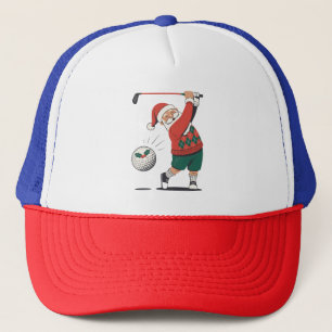 Santa Playing Golf Weihnachtsspieler Golfer Truckerkappe