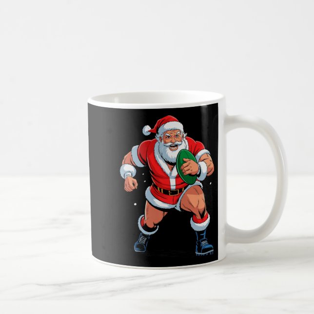 Santa Playing Rugby Funny Holiday Christmas Xmas P Kaffeetasse (Rechts)