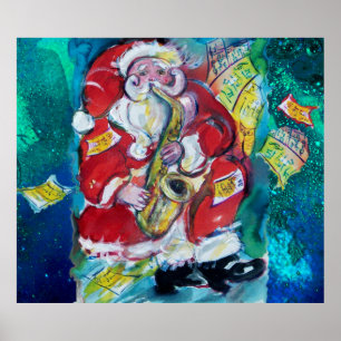 SANTA PLAYING SAX, MUSIKALISCHE CHRISTMAS NIGHT PA POSTER