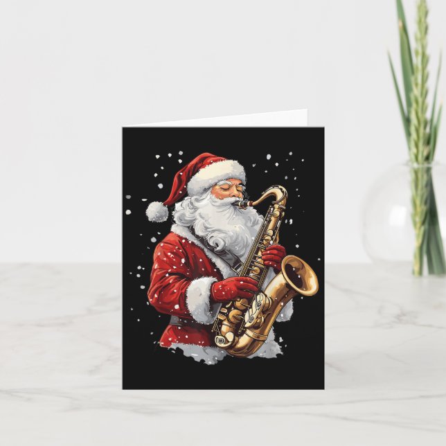 Santa Playing Saxophone Xmas Musician Saxophonist  Karte (Vorderseite)