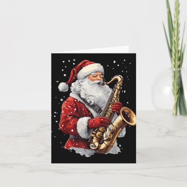 Santa Playing Saxophone Xmas Musician Saxophonist  Karte (Vorderseite)