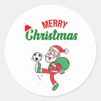 Santa Playing Soccer Cool Runder Aufkleber