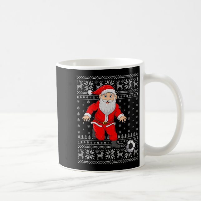 Santa Playing Soccer Football Ugly Christmas Sweat Kaffeetasse (Rechts)