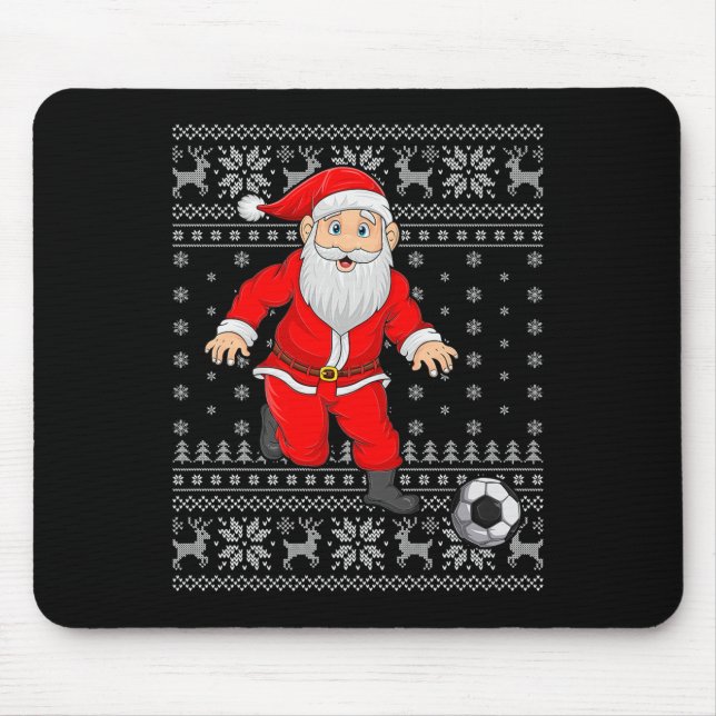 Santa Playing Soccer Football Ugly Christmas Sweat Mousepad (Vorne)