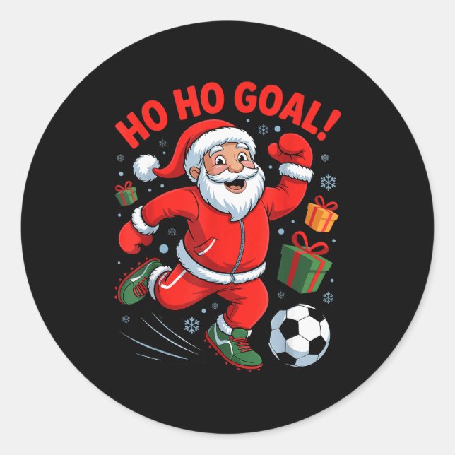 Santa Playing Soccer Funny Holiday Christmas Xmas  Runder Aufkleber (Vorderseite)
