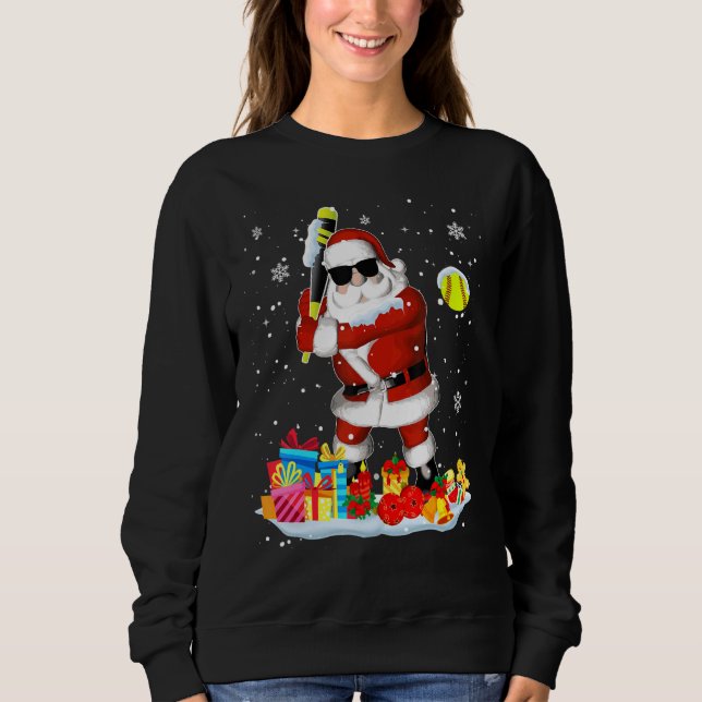 Santa Playing Softball Cool Weihnachten Santa Soft Sweatshirt (Vorderseite)