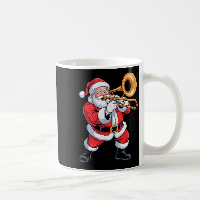 Santa Playing Trombone Funny Holiday Chrismas Xmas Kaffeetasse (Rechts)