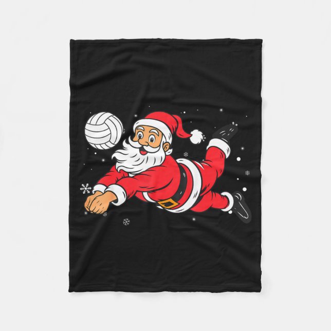 Santa Playing Volleyball Christmas Pajama Cool Srt Fleecedecke (Vorderseite)