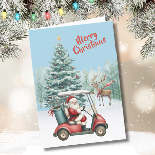 Santa Plays Golf seine Rentier Waits Karte