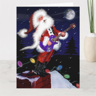 Santa Plays Guitar Karte
