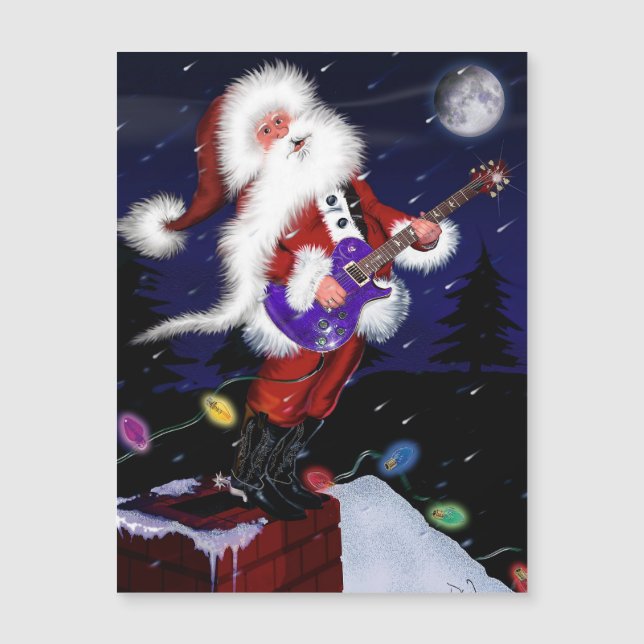 Santa Plays Guitar Magnetkarte (Vorderseite)