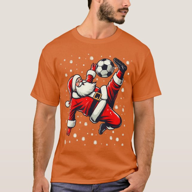 Santa Plays Soccer Bicycle Kick Christmas Women Me T-Shirt (Vorderseite)