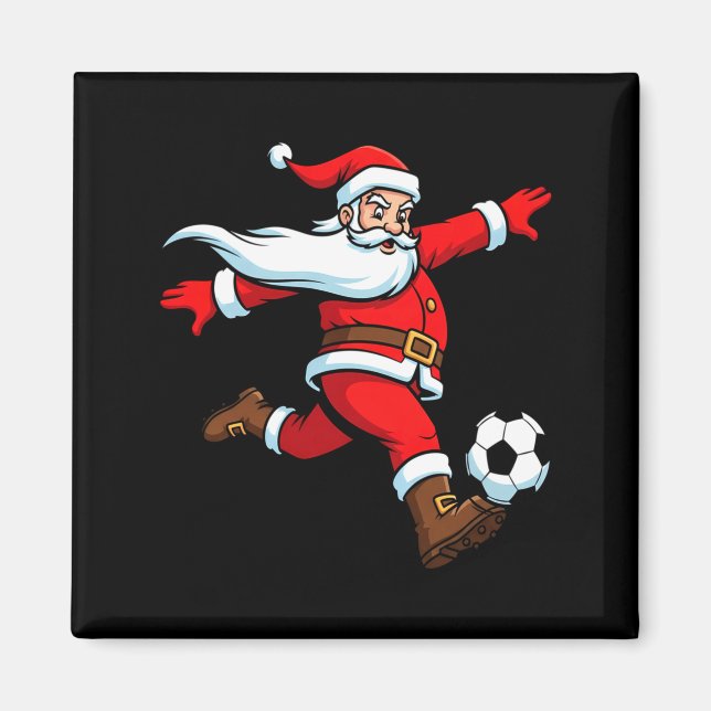 Santa Plays Soccer Christmas Srts Women Men Kids L Magnet (Vorne)
