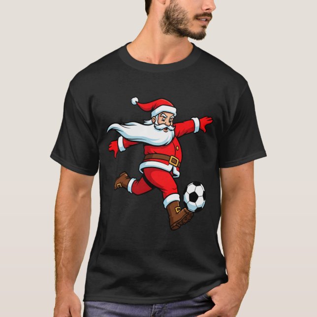 Santa Plays Soccer Christmas Srts Women Men Kids L T-Shirt (Vorderseite)