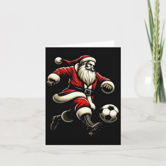 Santa Plays Soccer Srts, Xmas Christmas Women Men  Karte (Vorderseite)