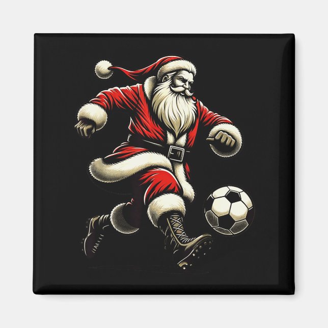 Santa Plays Soccer Srts, Xmas Christmas Women Men  Magnet (Vorne)