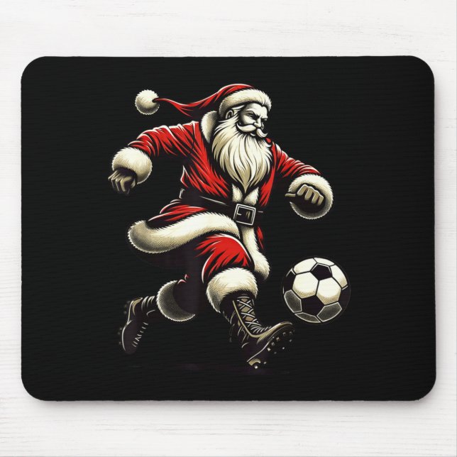 Santa Plays Soccer Srts, Xmas Christmas Women Men  Mousepad (Vorne)