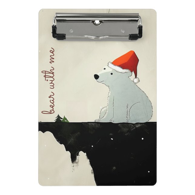 Santa Polar Bär Weihnachten Mini Klemmbrett (Vorderseite)