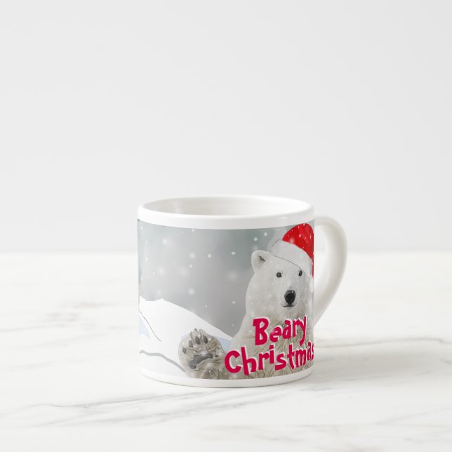 Santa Polar Bear | Beary Christmas Espresso Tasse (Vorderseite Rechts)